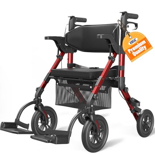 VOCIC 2-in-1 Rollator Walker with Seat