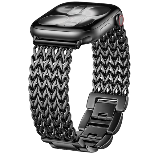 Image of Metal Band Compatible with Apple Watch Bands for Women 40mm 41mm 42mm 38mm 44mm 45mm 46mm 49mm, Dressy Stainless Steel Link Bracelet, Designer Strap for iWatch Series 11 /SE /10 /9 /8 /7 /6 /5 /4 /3 /2 /1 /Ultra