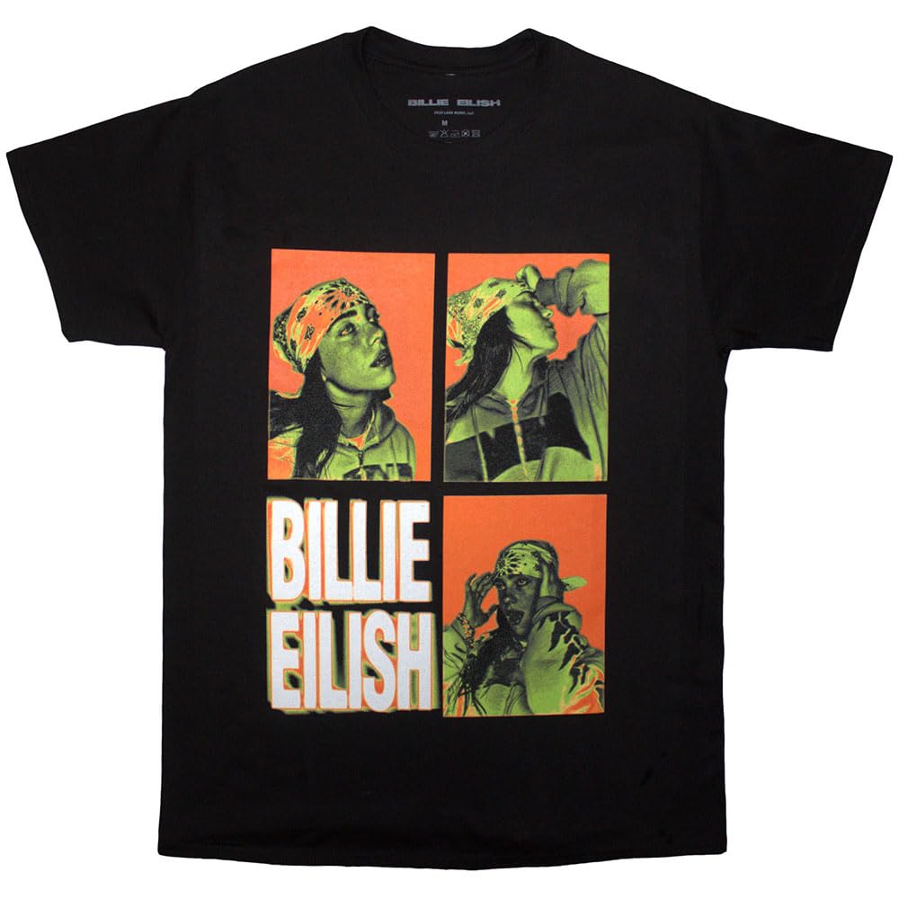 Rock Off officially licensed products Billie Eilish 3 Photo Logo T Shirt L Black