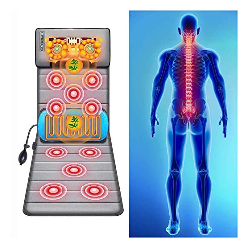 YXIAOL Matelas Massant Chauffant avec 9 Moteurs Vibrants - 30 Têtes De Massage, Massage pour Tout Le Corp Relaxation des Maux Musculaires VIIPOO,Gray