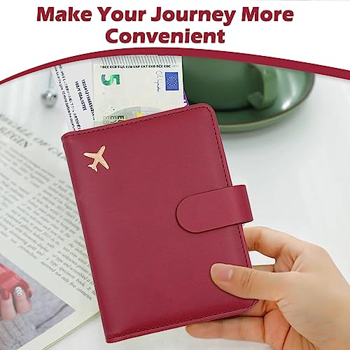 Image of Melsbrinna Rfid Passport Holder for Travel women /Men, Cute Passport Wallet Rfid Blocking Card Slots, Rfid Passport Cover /CaseTravel Wallet, Passport Book Holder (1, Red3)