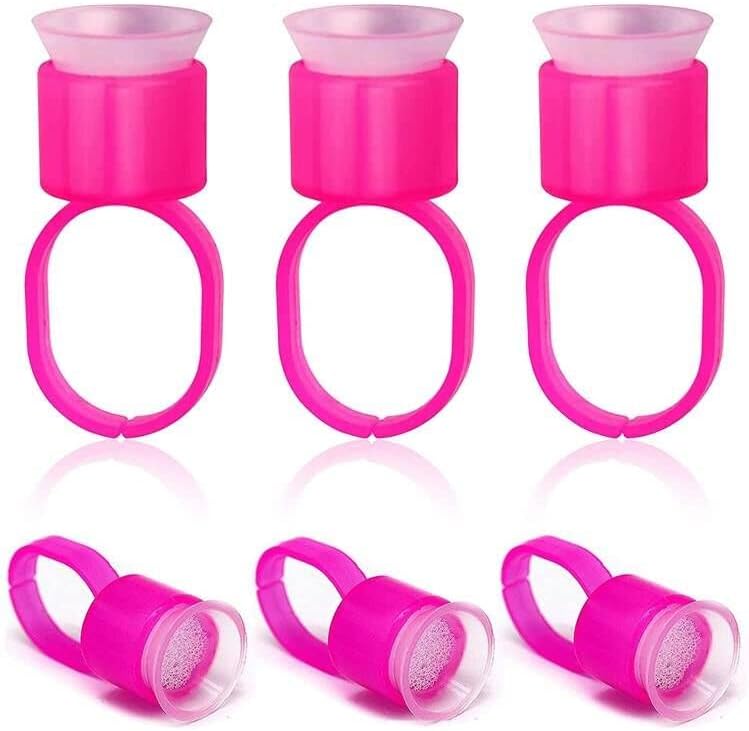 KXJHY 100 vasos para anillos de tinta, anillos de pegamento de pigmento de microblading con copas de tinta de esponja, tapas de maquillaje