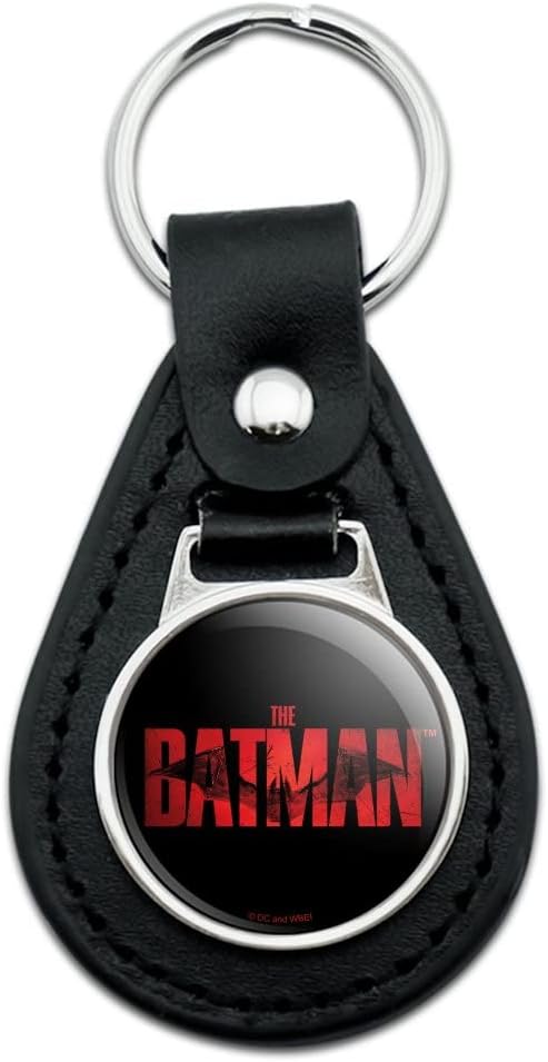 GRAPHICS & MORE Black Leather The Batman Logo Keychain