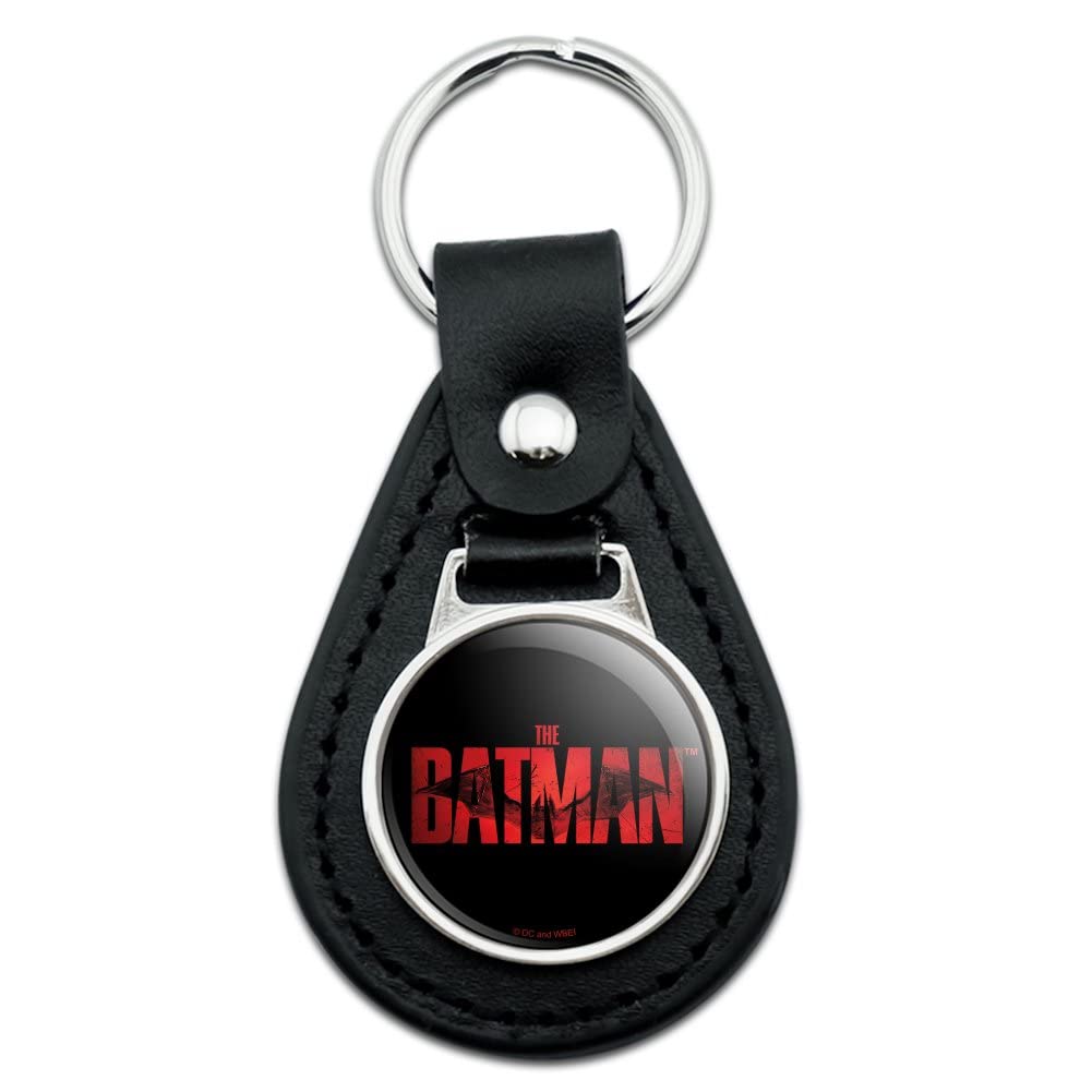 GRAPHICS & MOREBlack Leather The Batman Logo Keychain
