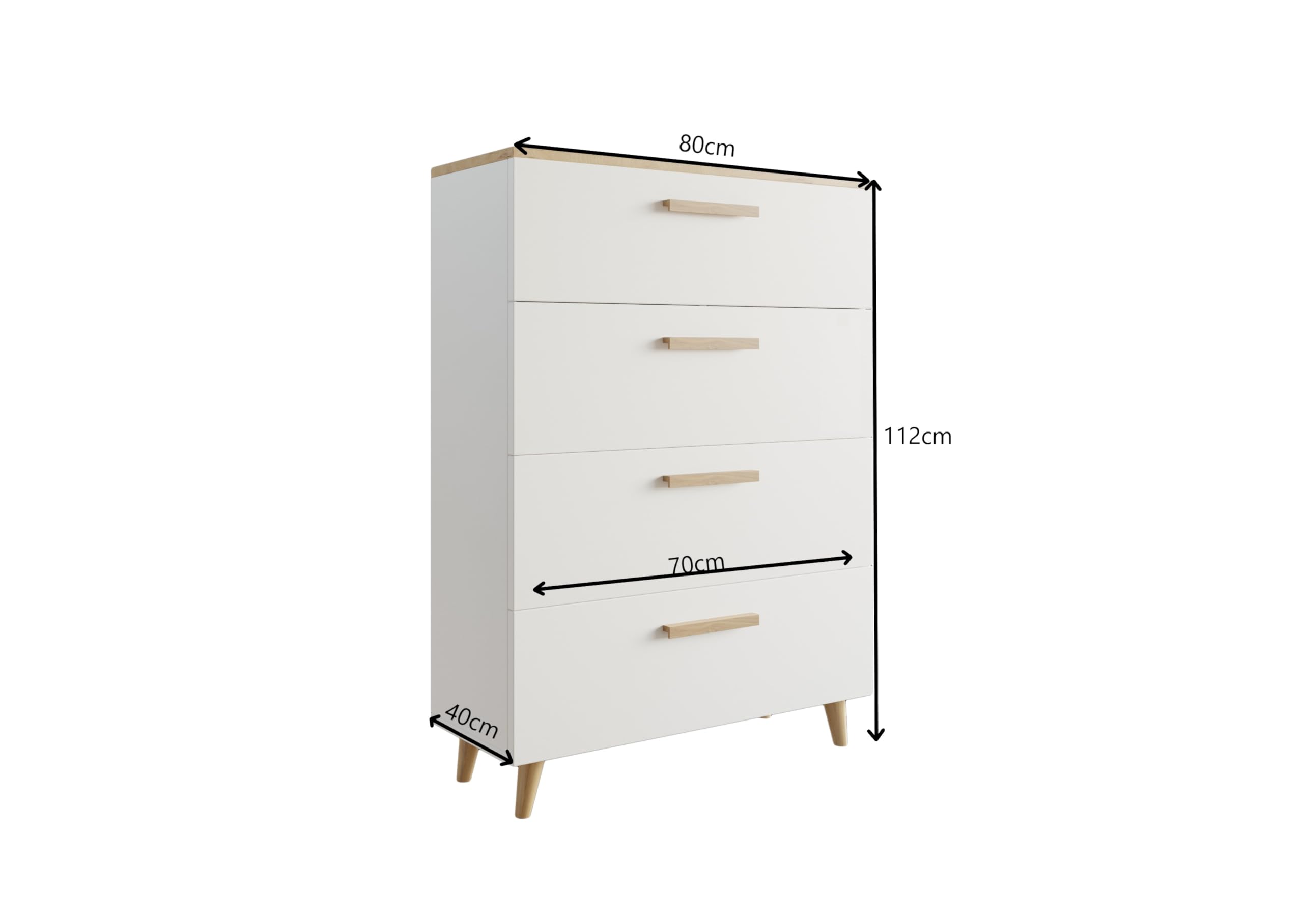 Per la vita Komoda w skandynawskim designie – Sideboard w kolorze Artisan Dąb/Biały z drewnianymi nóżkami – Wąska komoda do salonu z miejscem do przechowywania – Nowoczesny mebel do przedpokoju