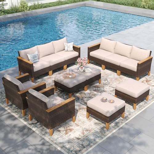 PHI VILLA 12 Seat Patio Furniture Set Outdoor Large 12