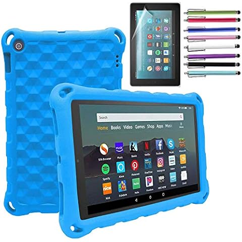 Epicgadget Case for Amazon Fire HD 8 / Fire HD 8 Plus (10th Generation, 2020 Released) - Shockproof Lightweight Protective EVA Kids Cover Case + 1 Screen Protector and 1 Stylus (Blue) Cover