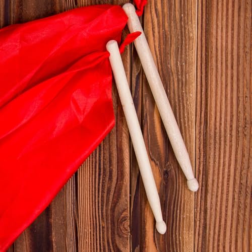 Baquetas de madera para percusión Beaupretty con cinta de seda roja de 37 x 37 cm, par de baquetas de 25 cm para tambor de cintura, accesorios para actuaciones tradicionales de león y tambores militares miniatura 5