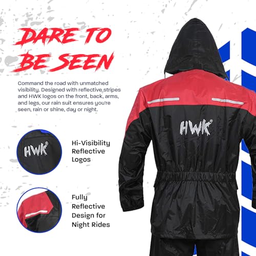 image for HWK Motorcycle Rain Suit for Men and Women, Two-Piece Waterproof Motor