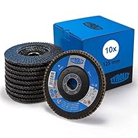Tyrolit 2 in1 Fächerscheibe 125 mm x 22,23 mm | Korngröße 40 I 10 Stück I Profi-Qualität I für Stahl und Edelstahl I lange Lebensdauer I Fächerscheiben Lamellenscheiben, Schleifscheiben Premium