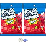 Jolly Rancher Fruit Flavored Gummies Candy Bags + Bonus Mystery Candy (6.5 oz (Pack of 2), Sour Awesome Reds)