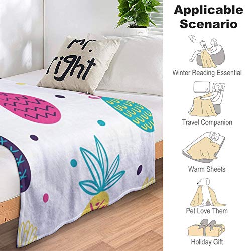 Fleece Flannel Throw Blanket Ultra Luxurious Air-Conditioned Quilts Skin-Friendly Home Blanket Colorful Pineapple And Polka Dot Pattern Bed Throws For Adults Kids, 50 X 60 Inches #TOP4