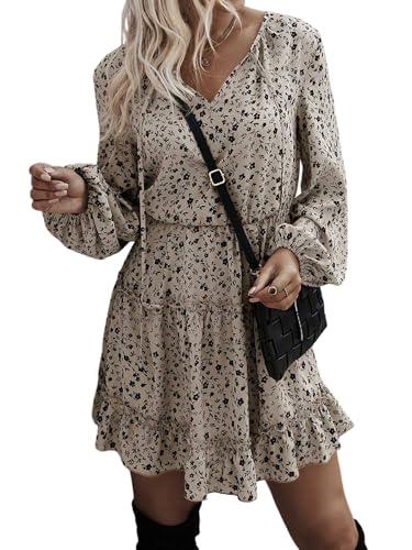 SweatyRocks Blusenkleid Damen Elegant Langarm...