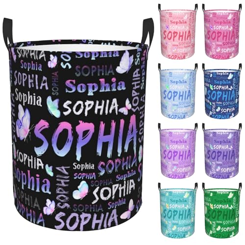 Image of Custom Name Laundry Hamper, Personalized Laundry Basket with Name for Boys Girls Kids Men Women, Customized Name Dirty Clothes Basket Gifts for Clothes Toy Bathroom Bedroom Laundry Room Dorm