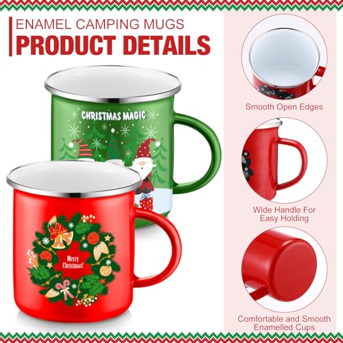Set de 16 tazas esmaltadas de Navidad 12 oz estilo fashion miniatura 3