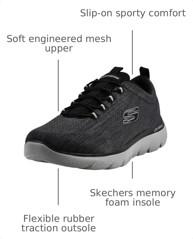 Image of Skechers Men's Summits Louvin Sneaker | Casual, Memory Foam, Machine Washable, Bungee Slip-On