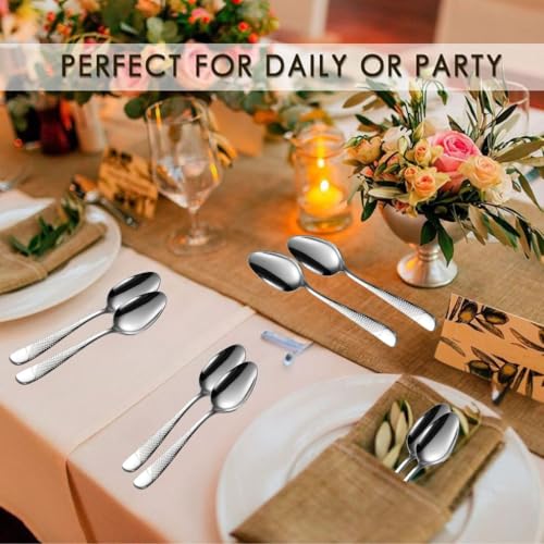 Image of Teaspoon Flatware Set, Premium Food Grade Stainless Steel Tea Spoons, Durable Small Scoop, Cutlery for Kitchen Dessert Spoon Set, Mirror Finish & Dishwasher Safe (6 Pcs Small Spoon, Silver)
