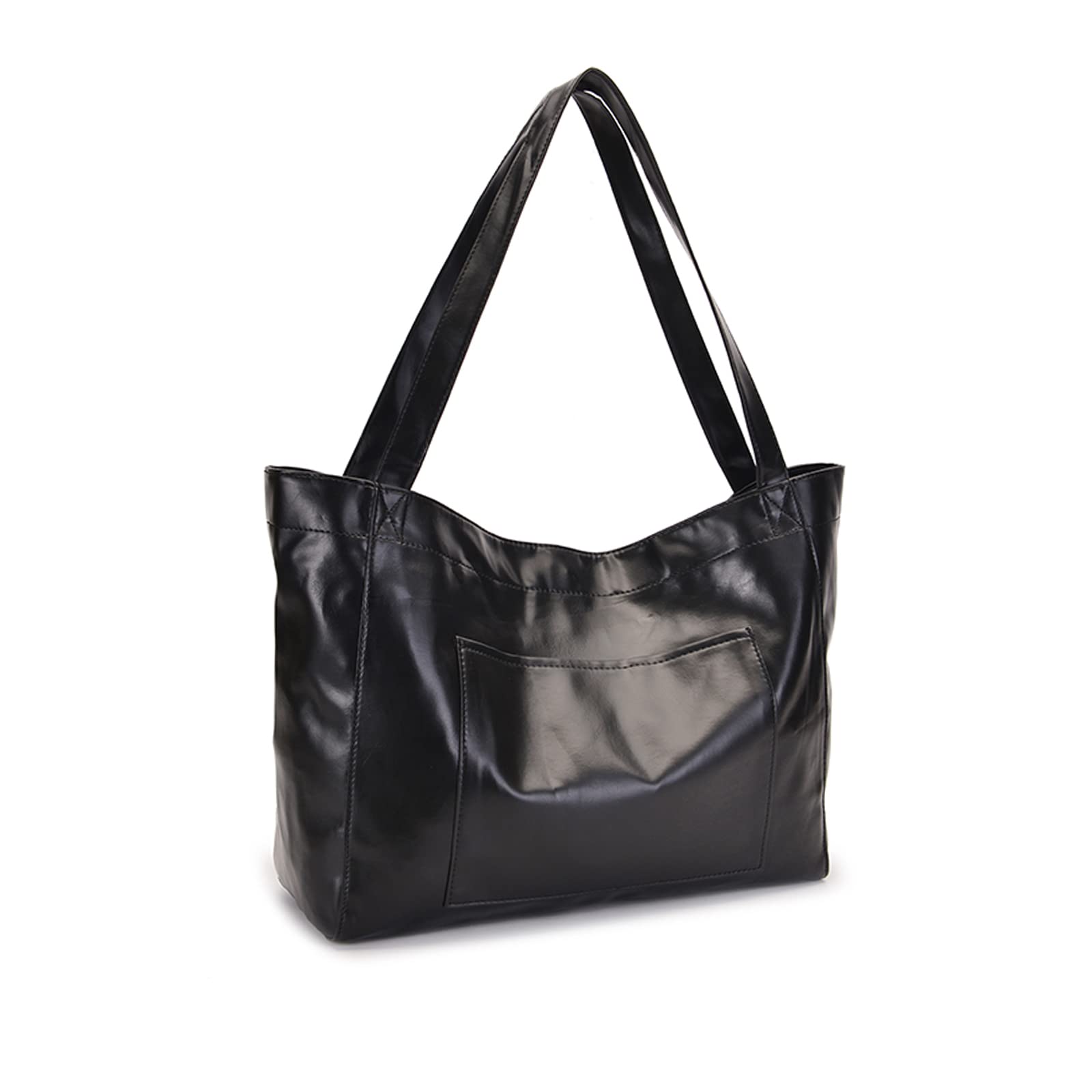 NICOLE & DORIS Dames handtas schoudertas met grote capaciteit zachte leren tas shopper nieuwe designer handtas top handvat tassen met kwast, zwart, Large, handtassen