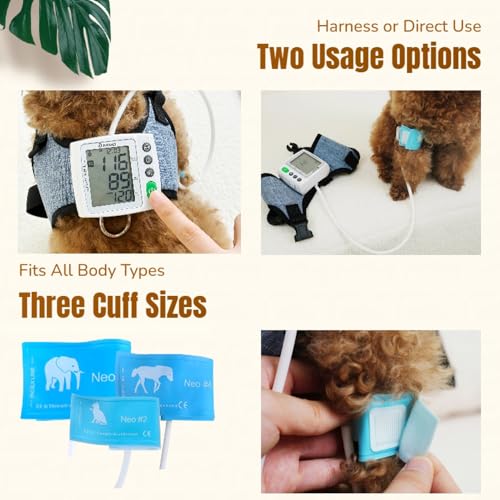 Wearable Pet Blood Pressure Monitor for Cats & Dogs, Automatic Oscillometric Veterinary BP & Heart Rate Monitor, 3 Adjustable Cuffs 4.2–15cm, Dual-User 120 Memory, Portable Home & Vet Clinic Use - Image 4