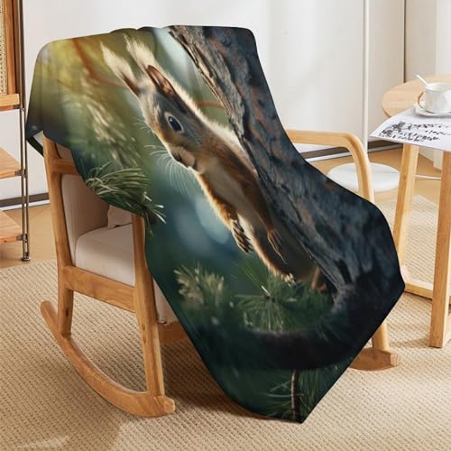 Couverture polaire écureuil pour cocooning sur canapé et lit doux