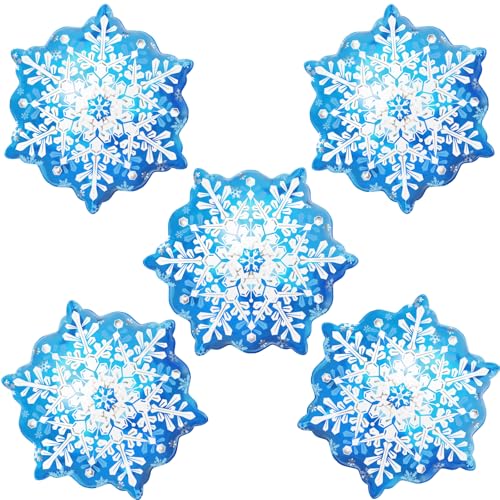 Blue Snowflake Balloons 5Pcs 23 Inch Blue White Silver Snowflake Foil Balloons for Frozen Ice Snow Themed Birthday Christmas Winter Wonderland Decorations