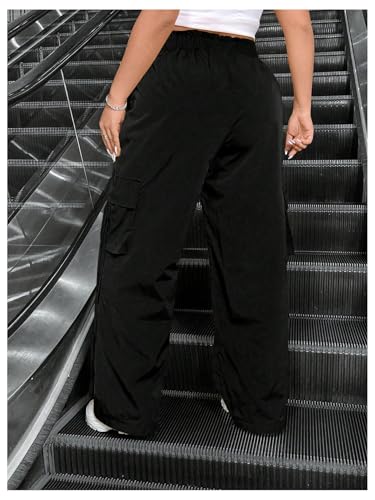 Verdusa Women's Plus Size Wide Leg Cargo Pants Streetwear Long Trousers with Pockets2