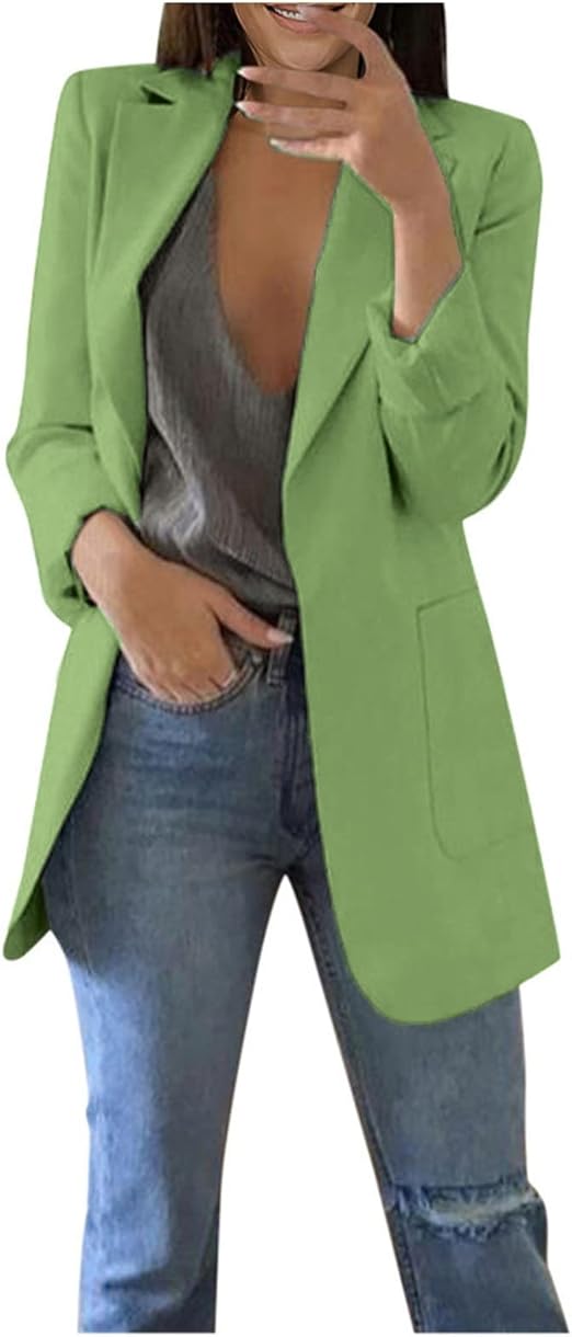 QACKNE Oversized Blazers for Women Long Sleeve Suit Jackets