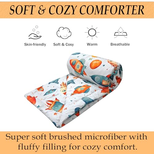 Image of MORADO Glace Cotton AC Comforter /Blanket /Quilt for Single Bed | Soft & Breathable Lightweight AC Quilt | Reversible All Season Bedding Comforter |Size 60x90 Inches,Rocket & Multi,Single