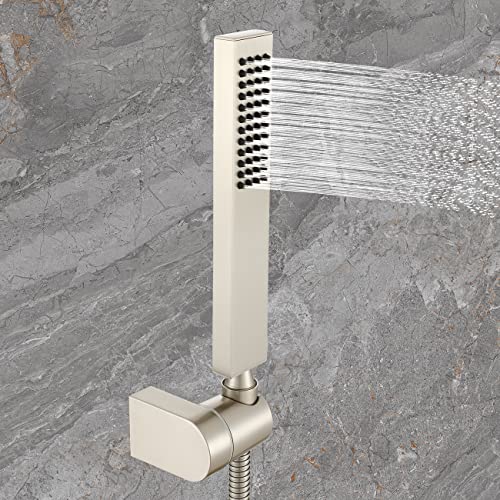 Gaosin Brass Handheld Shower High Pressure Single Function Brushed Nickel Hand Shower Head With Adjustable Wall Connector Holder And 1.5 Meter Hose Set #TOP1