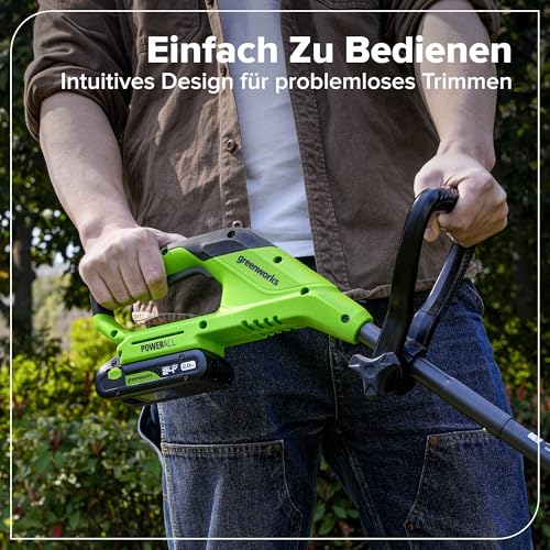 Greenworks 24V 25cm Tondeuse à Ficelle sans Fil/Épaisseur et souffleur de Feuilles Brushless 270CFM Kit combiné, Batterie de 2,0 Ah et Chargeur Inclus – CKS022