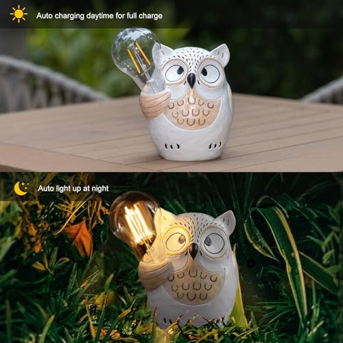 Pearlstar 325 Owl Garden Outdoor Statue, Solar Figurines Bulb Led Lights thumb #2