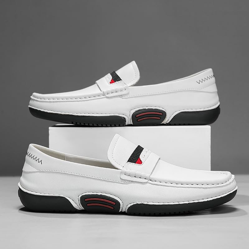 Casual Loafers for Men Shoes Leather Shoe Mens Men's Boat Dress White Brown Black Size Male Handmade Driving3