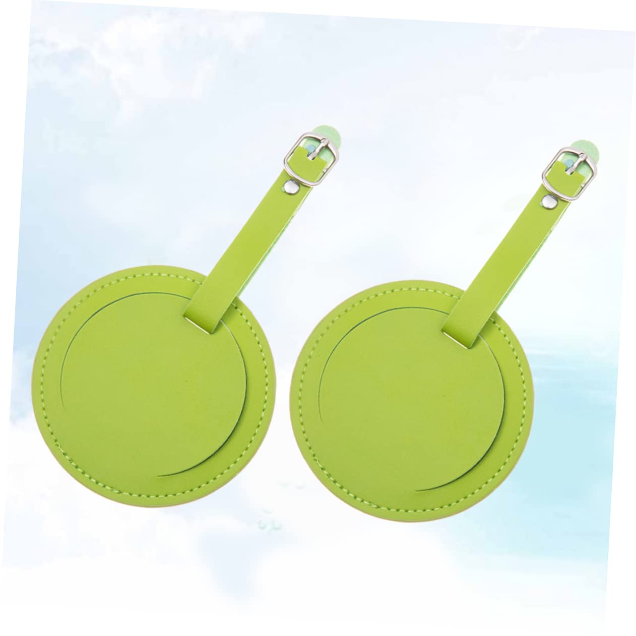 Didiseaon 4pcs Round Pu Leather Luggage Tags Bright Travel Id Labels Strap for Easy Identification Suitcase Name Holder for Backpacks and Baggage