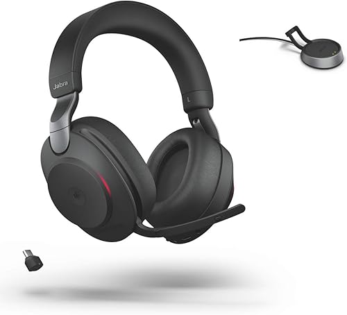 Jabra Evolve2 85 - Auriculares inalámbricos para reuniones de video, llamadas telefónicas, música, soporte de auriculares de carga para una fácil