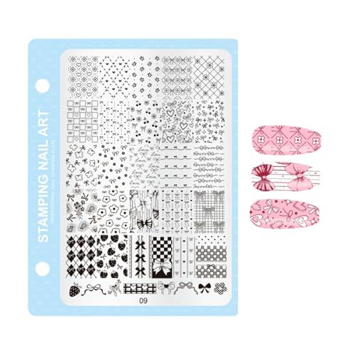 Nail Stamping Plates Designs, 6.3x4.72x0.12 Inches Manicure Press Molds Tool | Nail Stamping Plate Kit,for Salon Home Practice B
