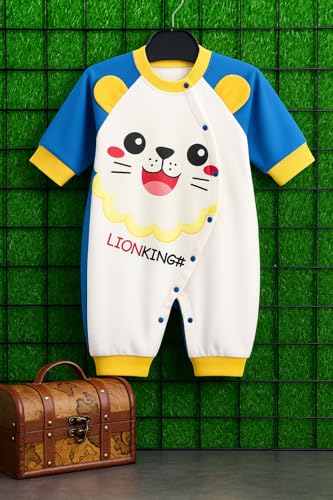 Image of Bold N Elegant Full Sleeve Footless Baby Romper Onesie Front Button Bodysuit Jumper for Newborn Baby Boys Girls Kids