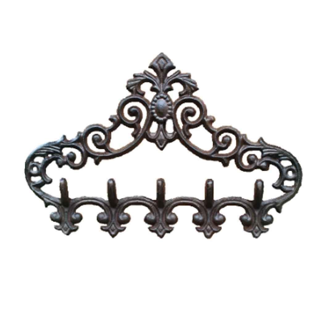 Mobygkfy One Color European Retro Home Garden Decoration Hollow Cast Iron Wall Hook And 5 Hangers Easy To Use