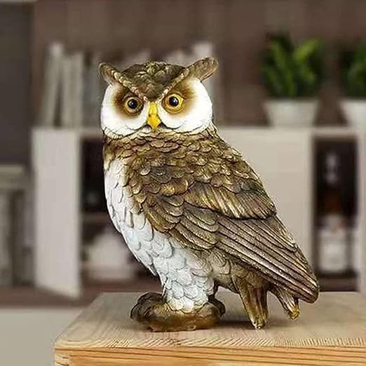 Good Luck Polyresin Owl Showpiece for Home, Garden, Room Decor, Premium Decorative Item, Brown, Pack of 1