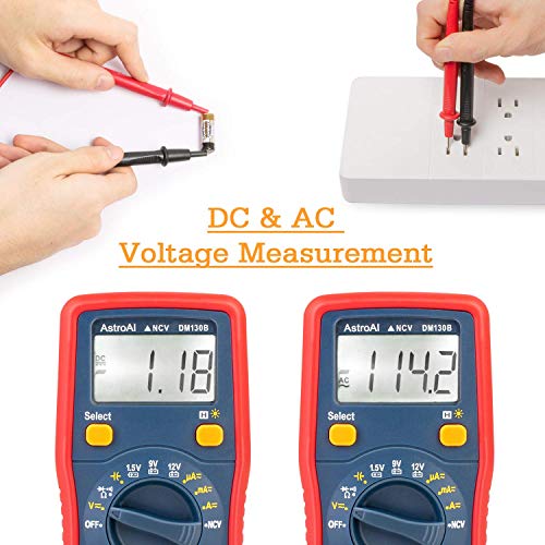 Astroai Digital Multimeter, Voltmeter 1.5V/9V/12V Battery Voltage Tester Auto-Ranging/Ohmmeter/Dmm , Accurately Measures Voltage Current Amp Resistance Capacitance (Renewed) #TOP5