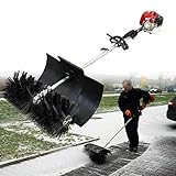 Handheld Floor Sweepers,52cc 2 Stroke 2.3HP Engine Power Sweeping Broom Driveway Turf Lawns Artificial Grass Power Sweeper Street Driveway Lawn Garbage Cleaning Sweeping Machine