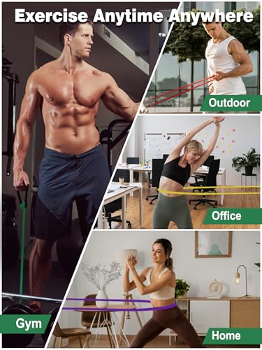 Resistance Bands Exercise Bands, Pull Up Assist Bands, Workout Bands Set with Handles and Door Anchor, Elastic Band for Working Out, Body Stretching, Muscle Training, Men Women by Whtawtaw - Image 14