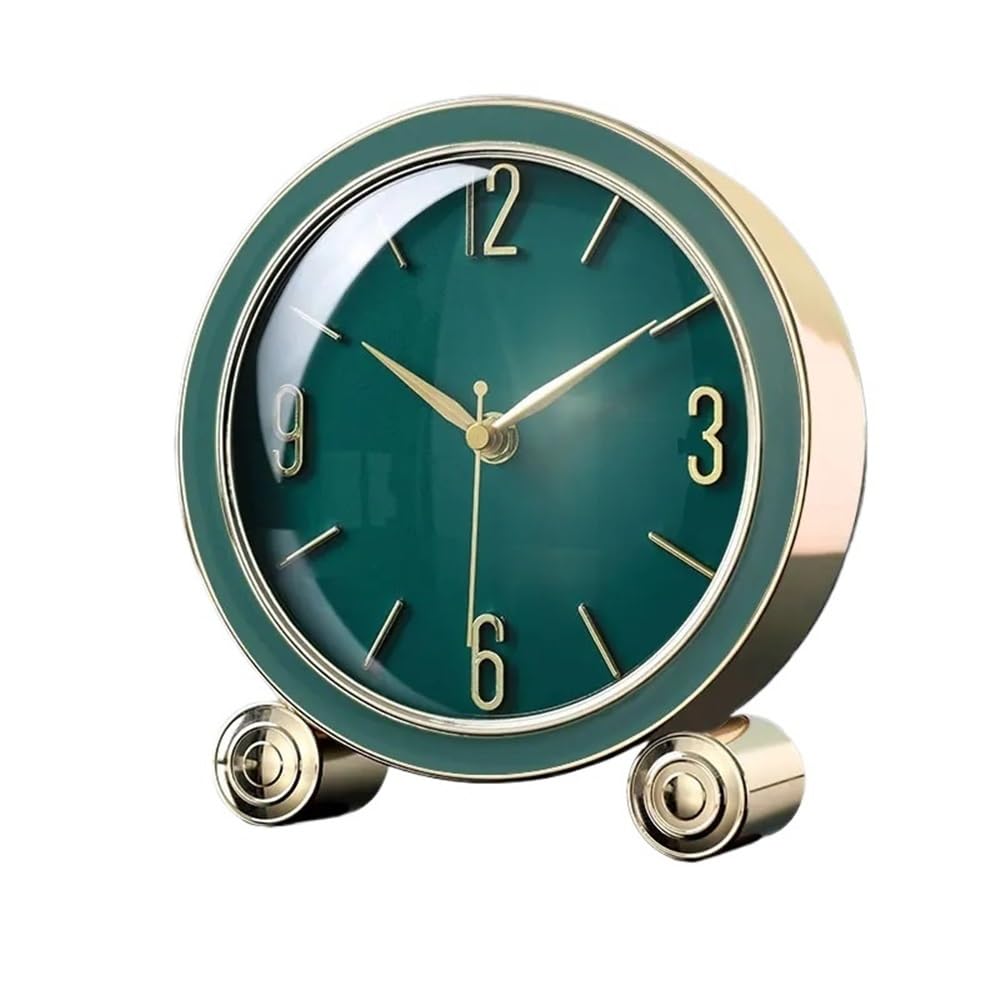 E7v2t9k6 Green Countertop Luxury Table Clocks Living Room Modern Silent Desk Minimalist Retro Home Decor Mantlepiece Clock(Green)