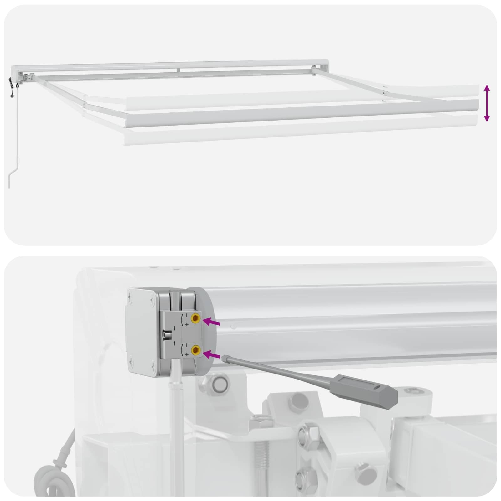 Tenda da sole estensibile con braccio articolato, grigio chiaro e bianco, 500 x 300 cm, per balcone, terrazza, giardino, protezione solare, protezione dagli sguardi indiscreti, protezione UV