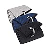 3 Pack Large Golf Towels, 16″ x 24″ Tri-Fold Portable Microfiber Fabric Waffle Pattern Golf Towel for Golf Bag with Carabiner Clip to Quickly Remove Sand, Mud, Dirt and Sweat