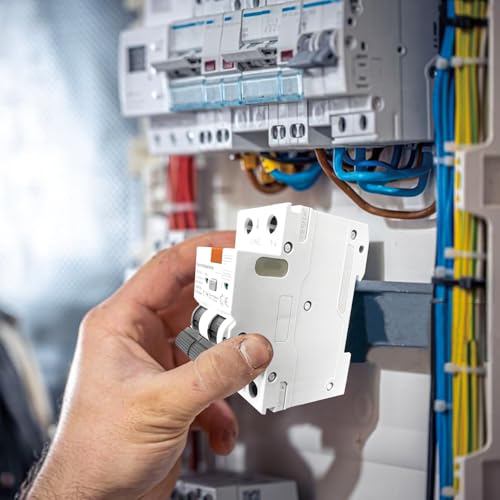 SAFEMORE FI/LS-Schalter RCBO, 1P+N, 16A 30mA, Typ A - Fehlerstromschutzschalter mit Überlast- und Kurzschlussschutz, 6kA, Kurve B, Hutschienenmontage