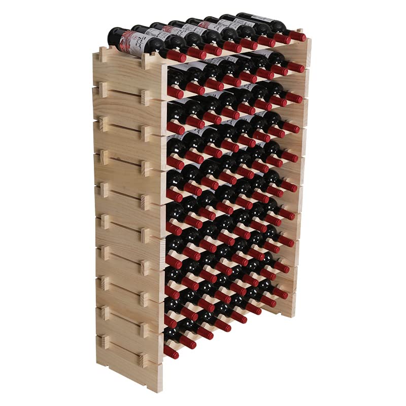 fdjamy Wine Rack Cabinet Wooden Freestanding for Floor Stackable Storage Wine Bottle Holder (80 Bottles) (JJ)