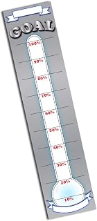 Goal Setting Fundraising Donation Thermometer - 48" x 11" - Dry Erase Reusable Paper Poster - Fundraiser Milestone Company Goals Chart - Office Wall Temperature Posters Charts (Grey)