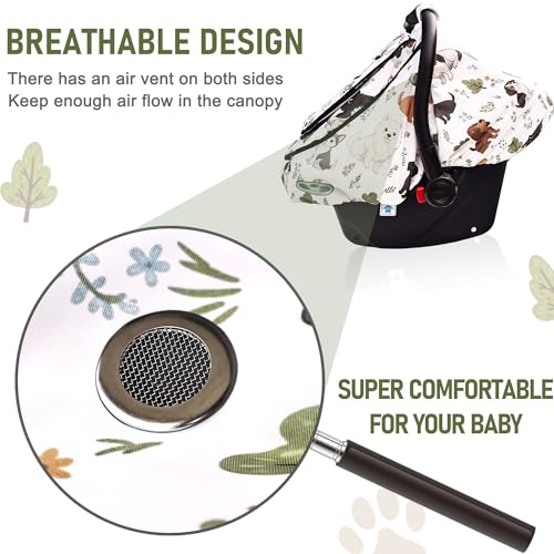 Image of Waterproof Baby Car Seat Cover,YVMVDV Patented Cold Weather Carseat Cover for Babies,Infant Car Seat Cover Canopy for Boy Girls, Keeps Babies Warm and Cozy (Cute Dog)