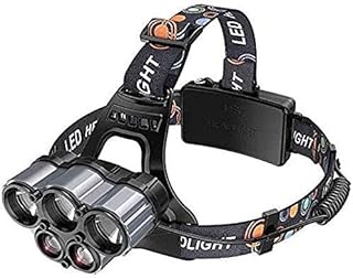 Rechargeable Headlamp 5 LED Headlamp Flashlight 3000 Lumens 6 Modes Waterproof LED Head Torch Head Light for Camping Fishing Car Repair Outdoor headlamp (Black)