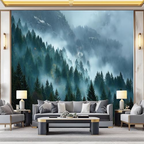 Fondos de pantalla con imágenes panorámicas Paisajes Forestales Nubes Bosques Montañas Decoración de pared decorativa para el dormitorio del hogar 200 x 140 cm para decoración multiusos Vistoso